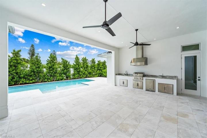 Outdoor kitchen with natural gas grill
