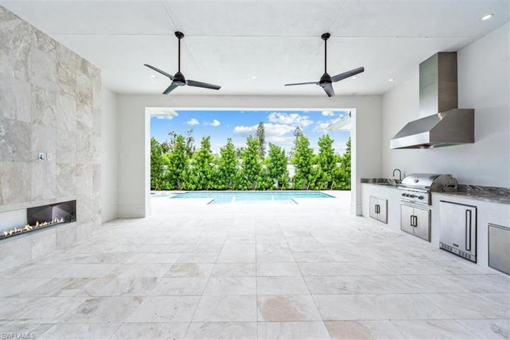 Outdoor kitchen with natural gas grill