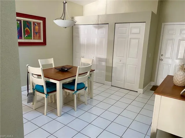 View of tiled dining room