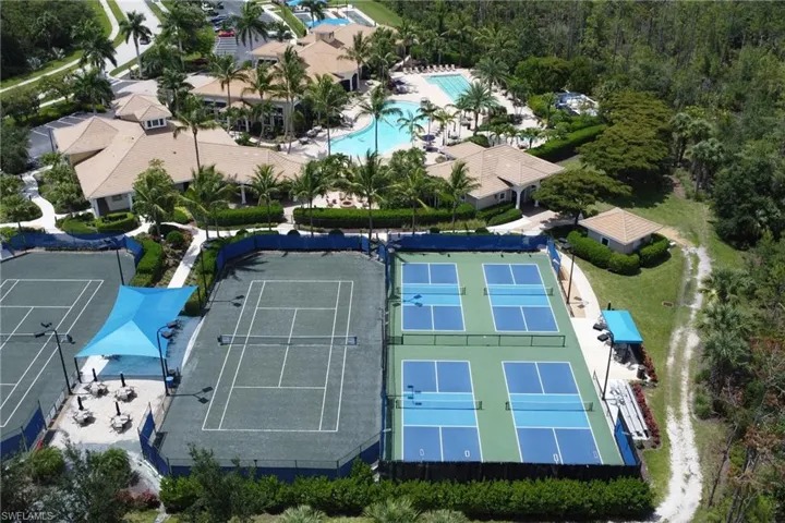 Drone / aerial view of a pool