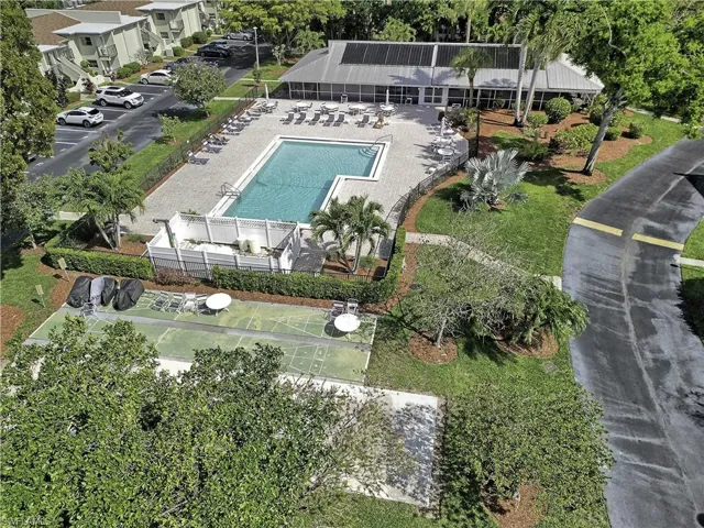 Aerial view of a pool