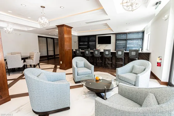 Common area dining space with bar