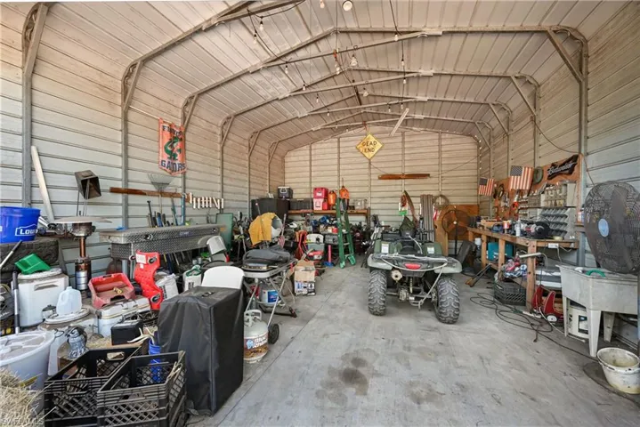 Garage with metal wall