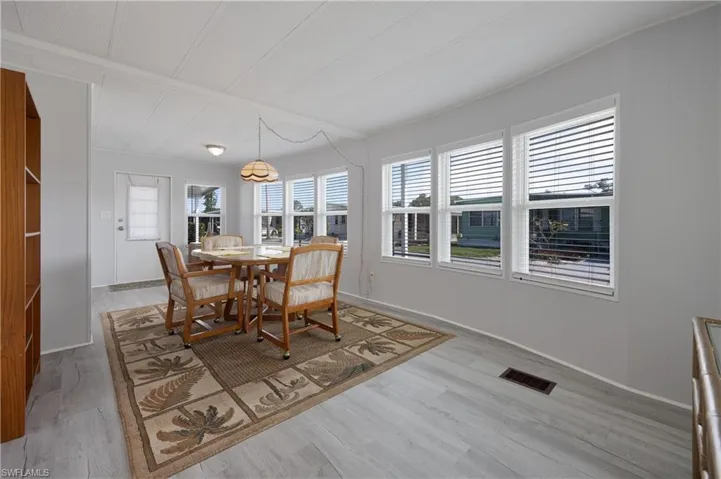 Dining area featuring light wood-type flooring