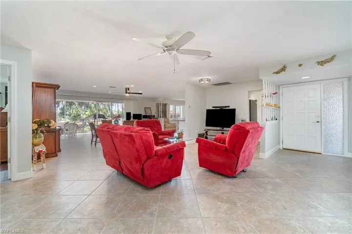 The massive living room is 23' x 17'