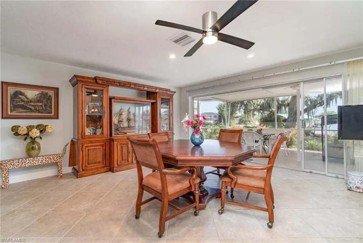 The main dining area at 20' x 15' with lovely water views