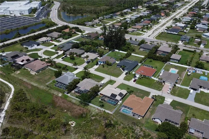 Aerial view of home, neighborhood, and Ida S. Baker high school