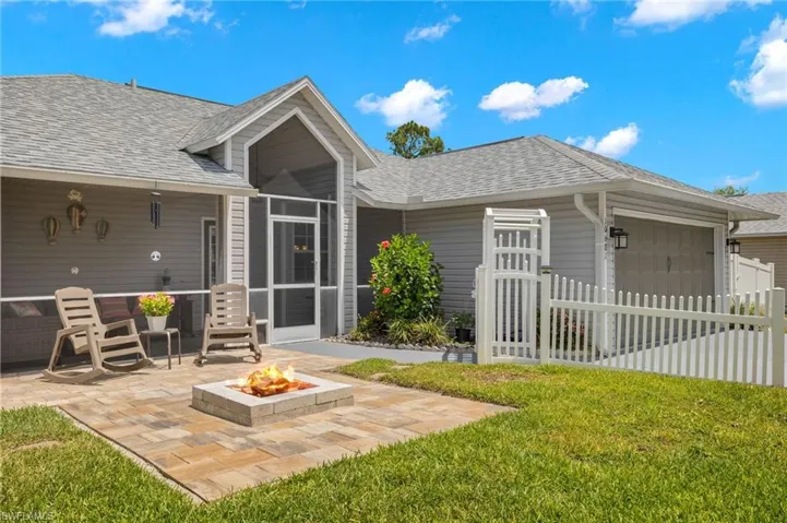 Front yard fire pit, each unit has own screened porch