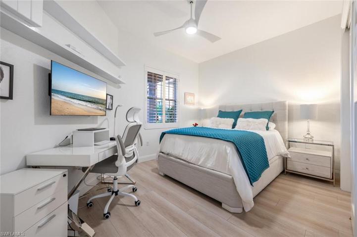 A guest bedroom that your friends will not want to leave. There are pocket doors to make it a private ensuite.
