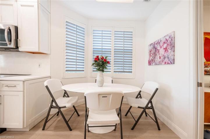 Bay windows with Plantations Shutter in the eat in kitchen area