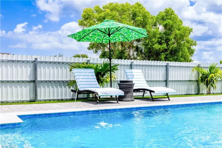 View of pool with a fenced backyard and a patio