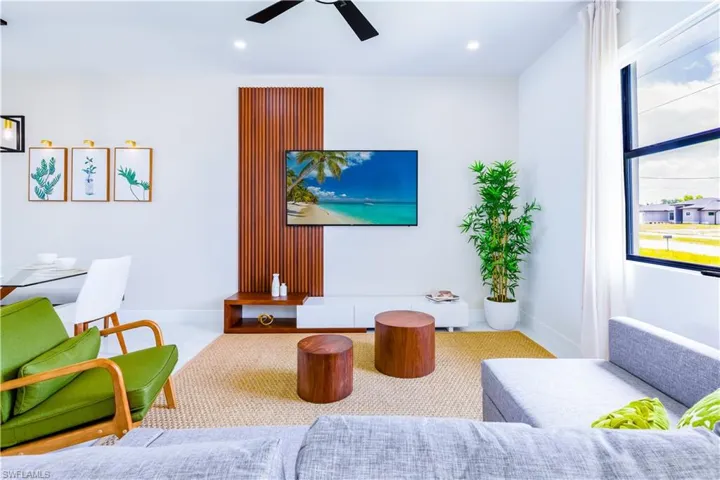 Living area featuring recessed lighting