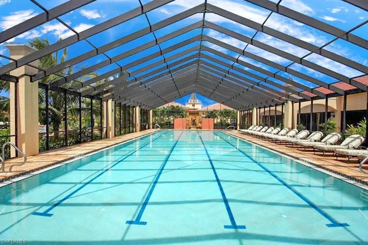 Screen enclosed four lane, 25 meter lap pool.