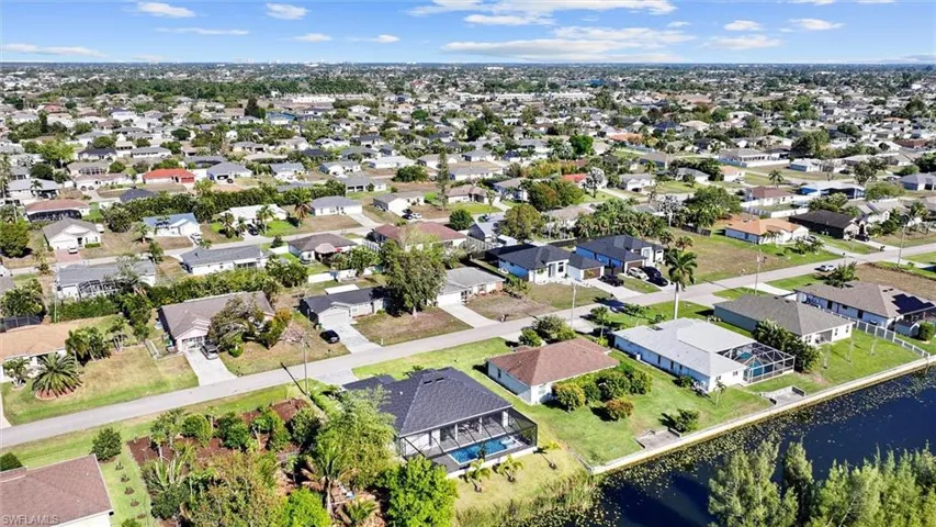Aerial perspective of suburban area