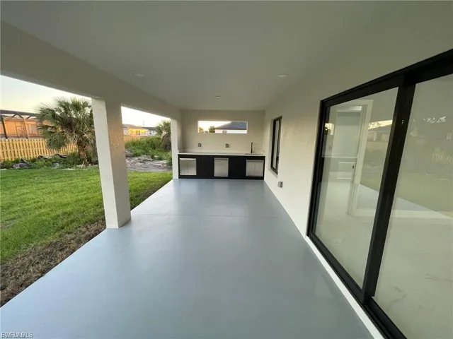 View of patio featuring a sink