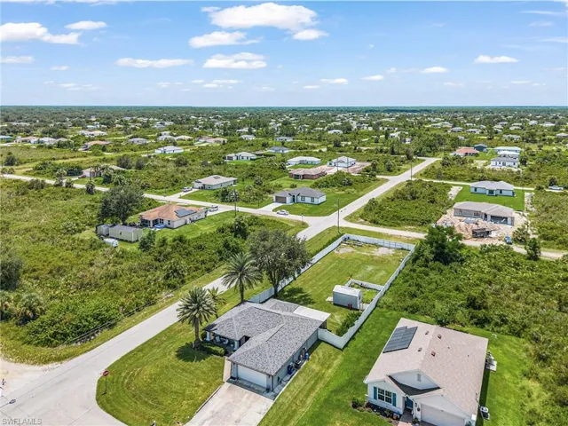Aerial perspective of suburban area