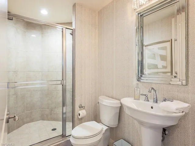 Powder doubles as full bath for bedroom 3