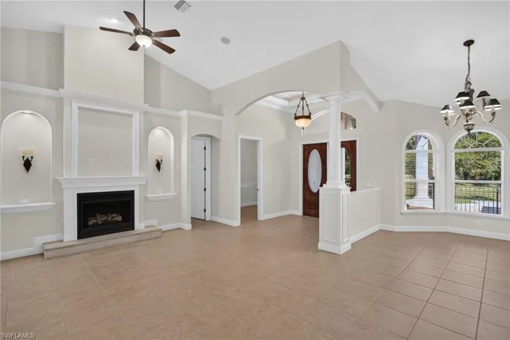 living room with gas fireplace