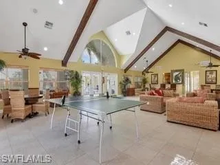 Game room featuring ceiling fan and recessed lighting