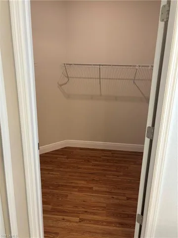 Walk in closet featuring dark hardwood / wood-style flooring