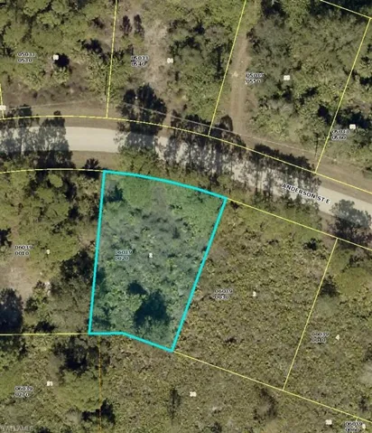 Aerial view of property's location featuring property boundaries highlighted