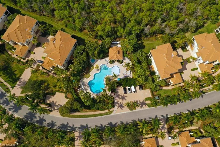 Aerial view of a pool