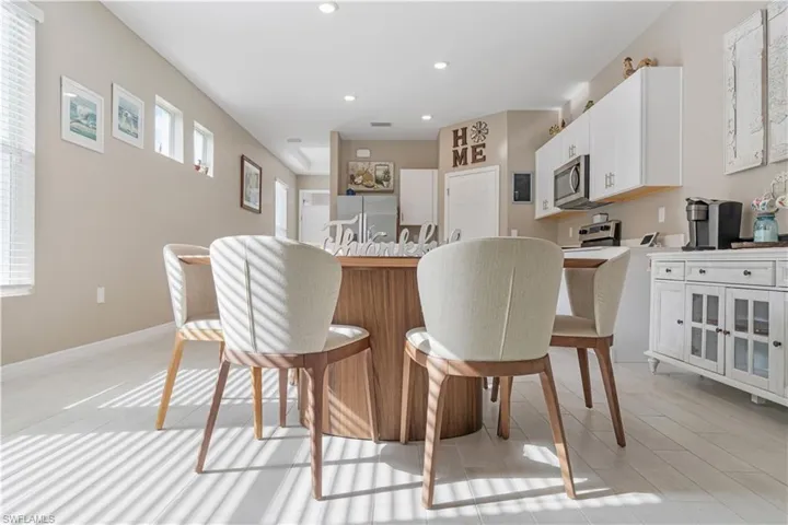 View of tiled dining space