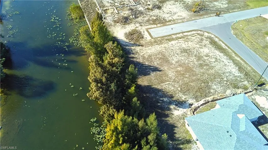 Bird's eye view of a nearby body of water