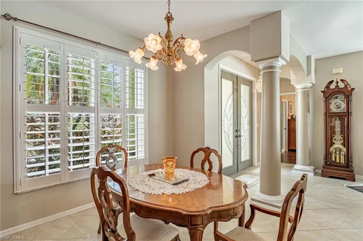 Formal Dining room, view of front entry and entrance to master bedroom.