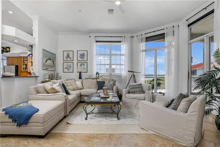 View of tiled living room