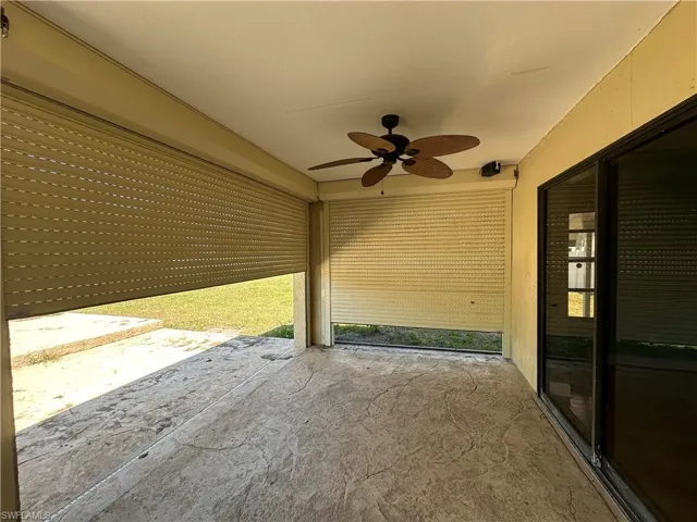 View of Patio with ELECTRIC HURRICANE SHUTTERS