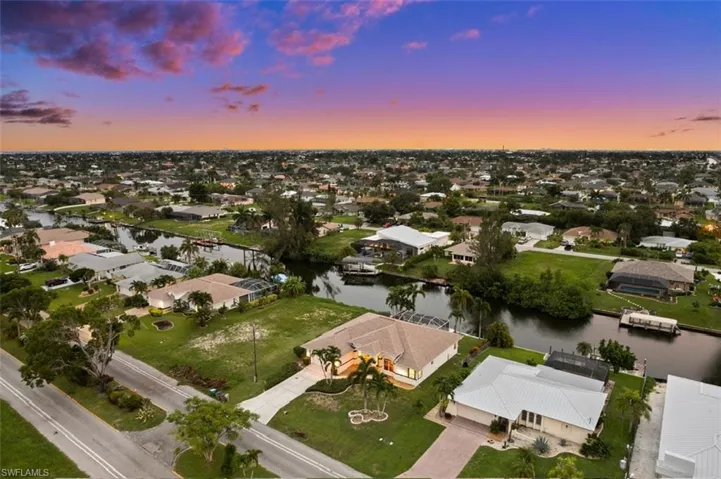 Aerial view at dusk with a water view