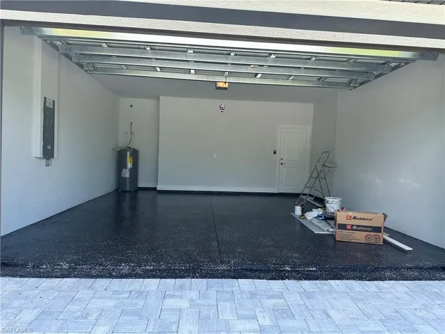 Garage with electric water heater