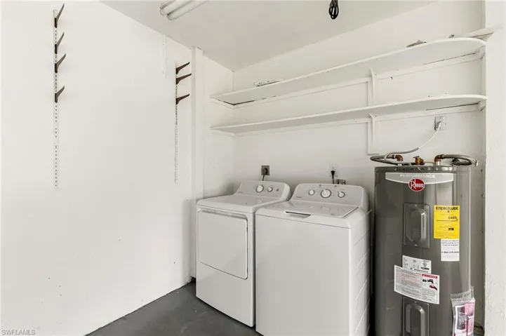 Laundry in garage  Electric water heater