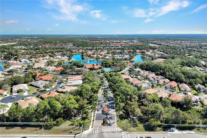 Aerial view of entrance to the community, The Shores at Berkshire Lakes