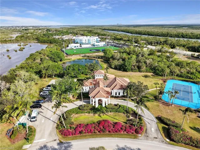 Bird's eye view of a nearby body of water