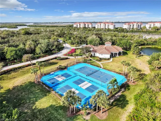 Bird's eye view of a nearby body of water