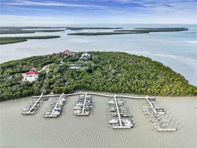 Aerial view of a nearby body of water