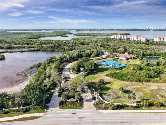 Aerial view of a large body of water
