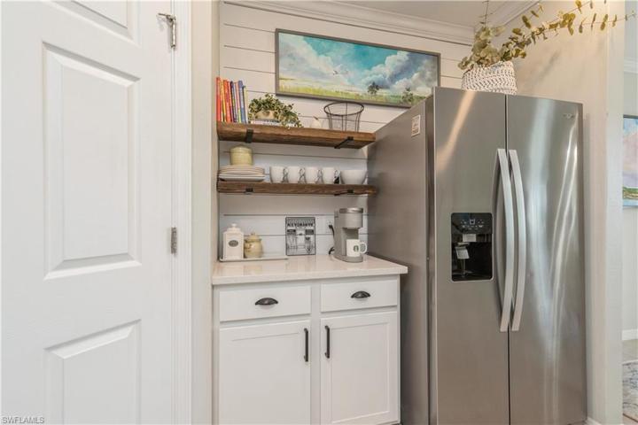 Shiplap board for extra touch above cabinet