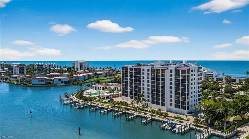 Drone / aerial view of a large body of water
