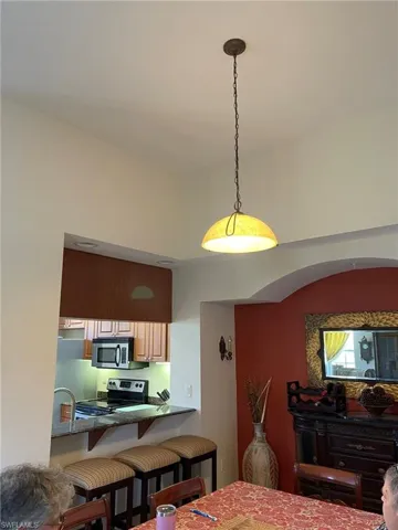View of tiled dining area