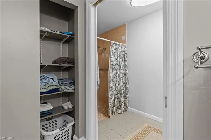 Bathroom with tile patterned floors