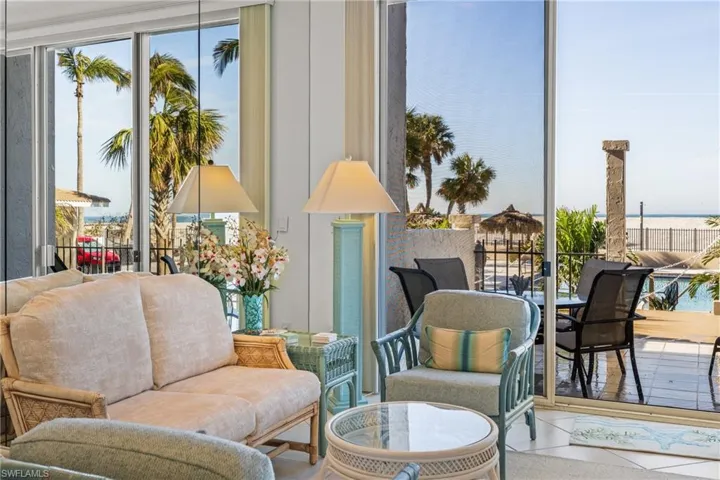 View to dining and chaise porch