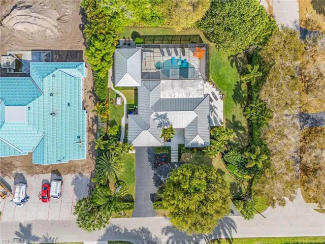 Drone / aerial view of a pool