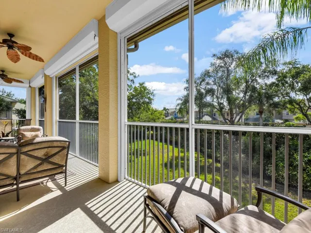 Screened balcony with hurricane shutters