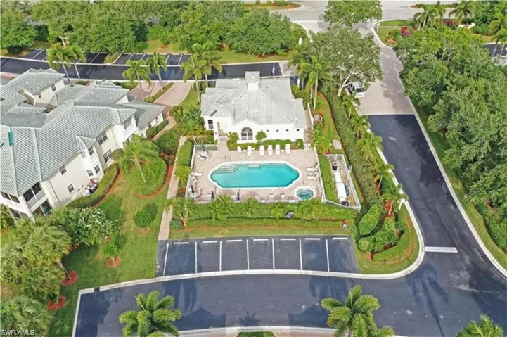 Drone / aerial view of a pool area