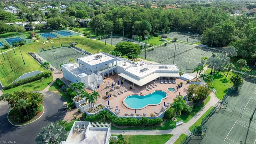 Aerial view of a pool area
