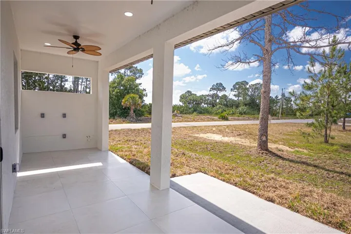 View of patio / terrace featuring a ceiling fan