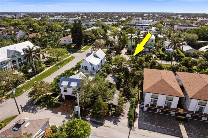 Rear Aeriel View. two paved driveways at the rear for the two back cottages